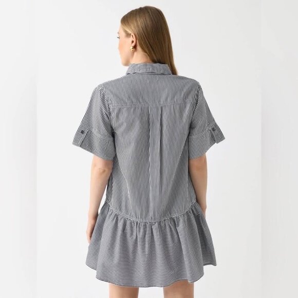 NWT Simkhai Cris Shirt Mini Dress in Midnight Navy Stripe Size Small - Picture 7 of 9